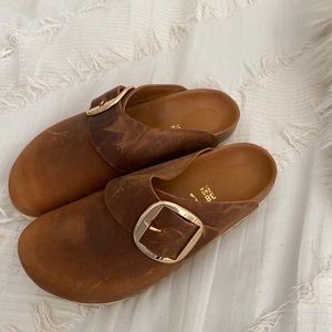 BIRKENSTOCK BASEL LEATHER CLOGS SLIPPERS -L7 M5